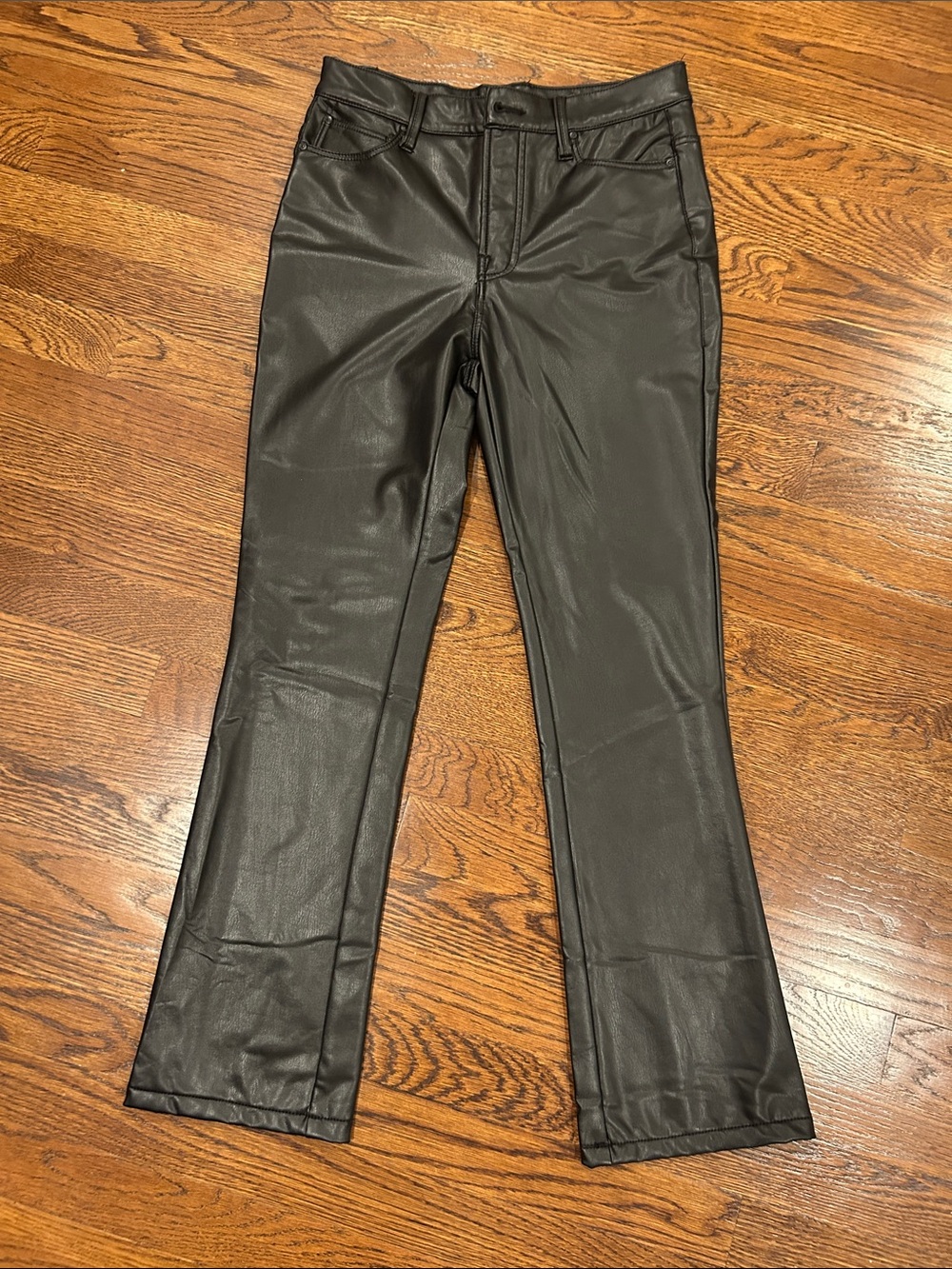 Elie Tahari Black Faux Leather Flare Jeans